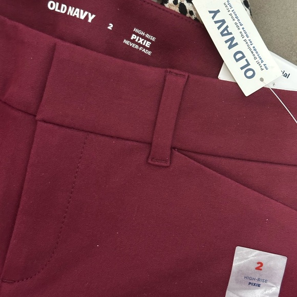 TWO Pr Size 2 OLD NAVY HIGH RISE PIXIE Animal print & Solid Burgundy (New) Jeans - Picture 2 of 2